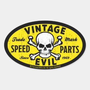 Vintage Evil 007A Ovaler Aufkleber