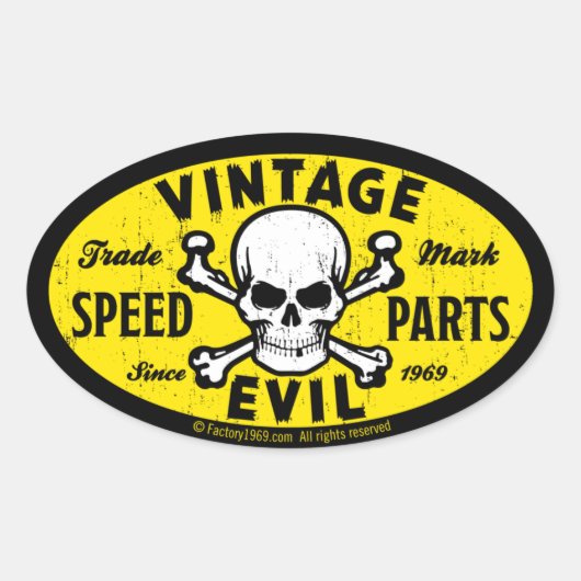Vintage Evil 007A Ovaler Aufkleber (Vorderseite)