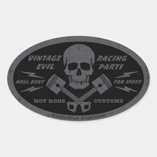 Vintage Evil 012A Ovaler Aufkleber (Vorderseite)