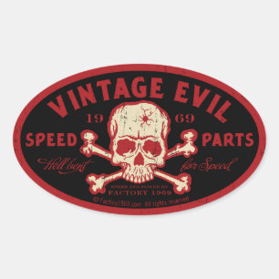 Vintage Evil 016A Ovaler Aufkleber