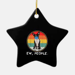 Vintage Ew People Boston Terrier Dog Wear Keramik Ornament