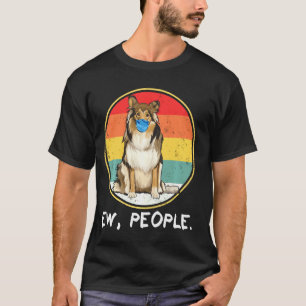 Vintage Ew People Collie Hunde tragen Gesichtsmask T-Shirt