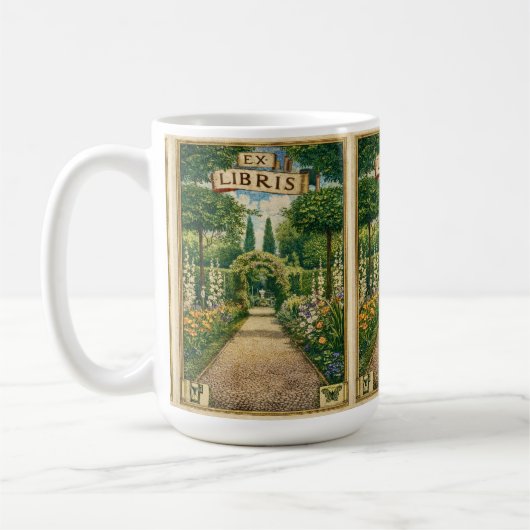 Vintage Ex Libris Garden Path Bookplate Art  Kaffeetasse (Links)