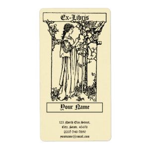 Vintage Ex Libris Girl With Book Template