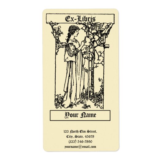 Vintage Ex Libris Girl With Book Template (Vorne)