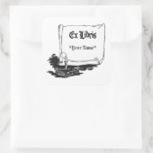 Vintage Ex-Libris mit Buchstickervorlage Quadratischer Aufkleber (Tasche)