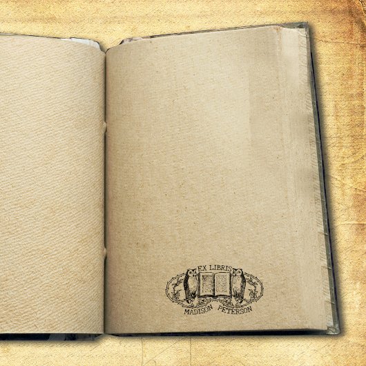 Vintage Ex Libris Owls, Buch Gummistempel