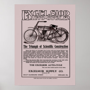 Vintage-Excelsior-Autofahrrad-Werbung Poster