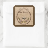 Vintage-Exlibris mit Oktopus Quadratischer Aufkleber (Tasche)