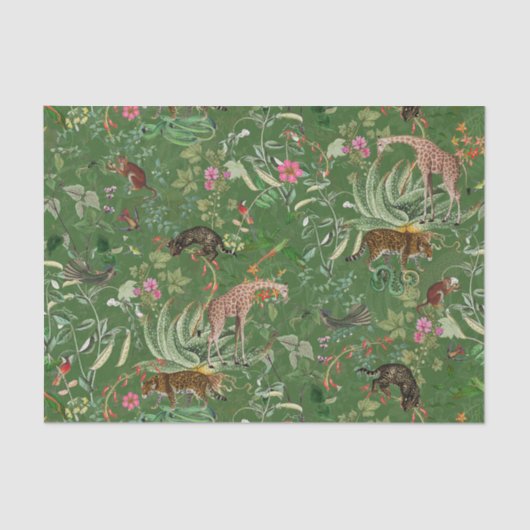 Vintage Exotic Dschungel Fantasy - Grünbuch Seidenpapier (Vorderseite)