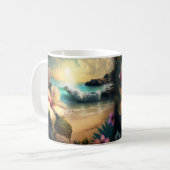 Vintage exotische hawaiianische Blume Kaffee Tasse (Vorderseite Links)