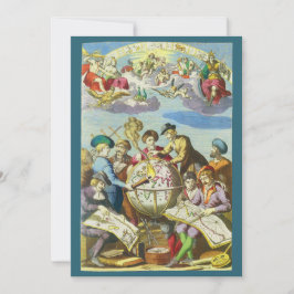 Vintage Explorer mit antiker Globe-Karte, 1542 Einladung