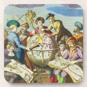 Vintage Explorer mit antiker Globe-Karte, 1542 Getränkeuntersetzer