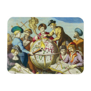 Vintage Explorer mit antiker Globe-Karte, 1542 Magnet