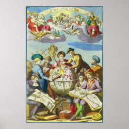 Vintage Explorer mit antiker Globe-Karte, 1542 Poster