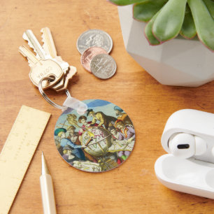 Vintage Explorer mit antiker Globe-Karte, 1542 Schlüsselanhänger