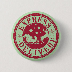 Vintage Express-Lieferung vom Weihnachtsmann Button