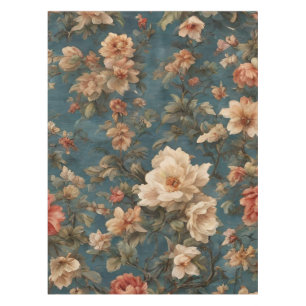 Vintage exquisite weiße und üppige korallenrote Bl Tischdecke