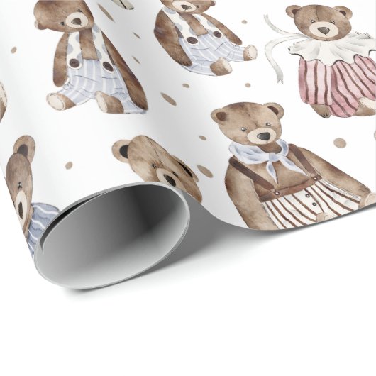 Vintage Extravagante Dressbären Geschenkpapier (Rolleneckpunkt)