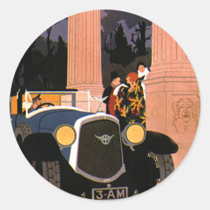Vintage Extravagante Reise, elegantes Cabrio Runder Aufkleber