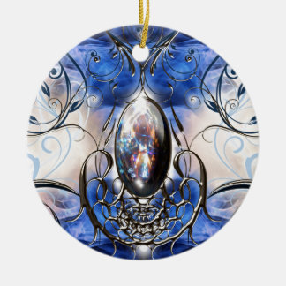 Vintage extravagante verzierte blaue keramikornament