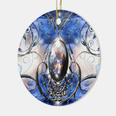 Vintage extravagante verzierte blaue keramikornament (Links)
