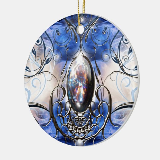 Vintage extravagante verzierte blaue keramikornament (Links)