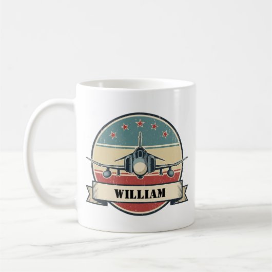 Vintage F-4 Phantom-Jagdflugzeug-Luftfahrtabzeiche Kaffeetasse (Links)