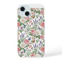 Vintage F mit rosa Rosen und Lavenderschmetterling