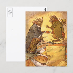 Vintage Fabel von Äsop, Landmaus, Stadtmaus Postkarte