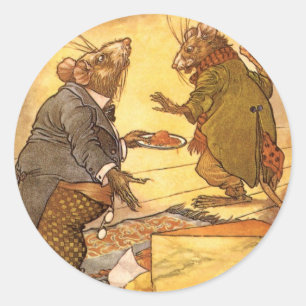 Vintage Fabel von Äsop, Landmaus, Stadtmaus Runder Aufkleber