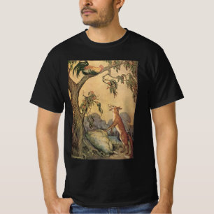 Vintage Fabeln von Äsop, Fuchs, Hahn und der Hund T-Shirt