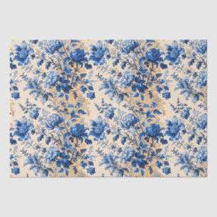 Vintage Fabric France Blumen   Dein Name Seidenpapier