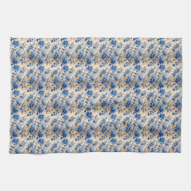 Vintage Fabric Toile de Jouy France Blauer Blumen