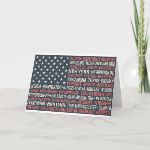 Vintage Fade American Flag Staat Namens Words Art Karte
