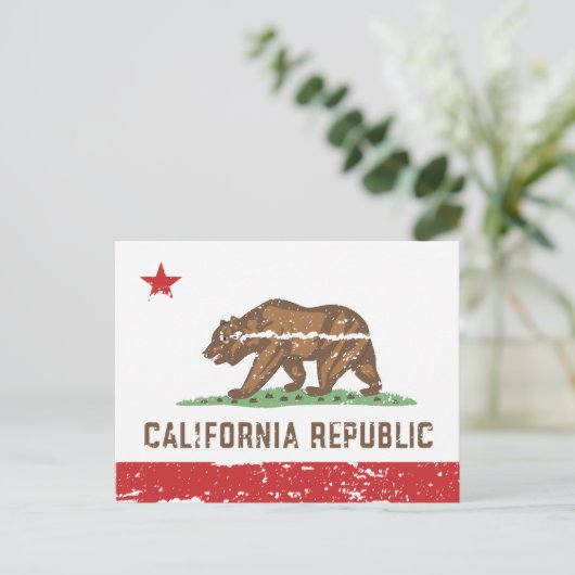 Vintage Fahne KALIFORNIEN Postkarte (Stehend Vorderseite)