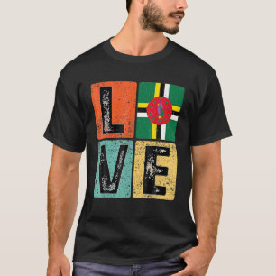 Vintage Fahne Retro I Liebe Dominica Flag Dominika T-Shirt