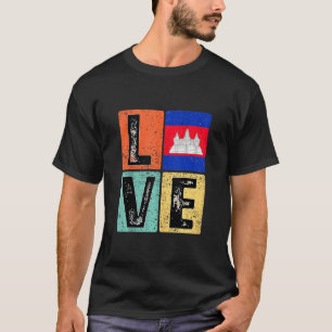 Vintage Fahne Retro I Liebe Kambodscha - Flagge fü T-Shirt