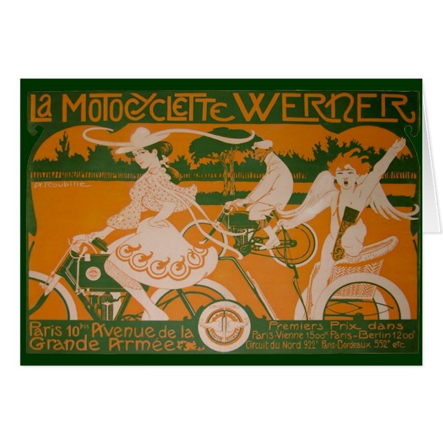 Vintage Fahrerfrau mit Cupid (Vorderseite (Horizontal))