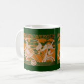 Vintage Fahrerfrau mit Cupid Kaffeetasse (Vorderseite Links)