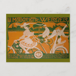 Vintage Fahrerfrau mit Cupid Postkarte