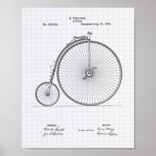Vintage-Fahrrad 1883 Patentkunst - liniertes Papie Poster