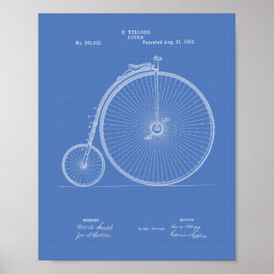 Vintage Fahrrad 1883 Patentzeichnung - Blaupause Poster