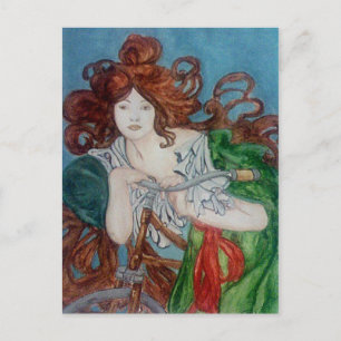 Vintage Fahrrad Art Nouveau Alphonse Mucha Postkarte