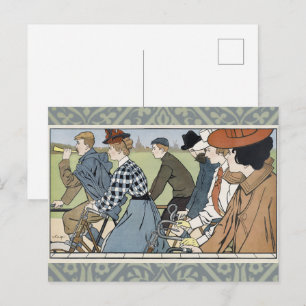 Vintage Fahrrad Art Nouveau Radfahrplakat Postkarte