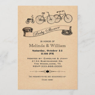 Vintage Fahrrad-Baby-Duschen-Einladung Einladung