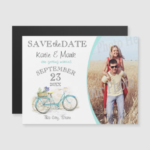 Vintage-Fahrrad-Foto Save-the-Date Magneteinladung