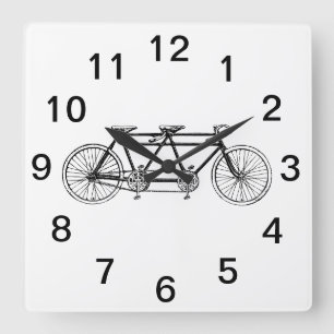 Vintage-Fahrrad für zwei Personen / Tandem-Fahrrad Quadratische Wanduhr