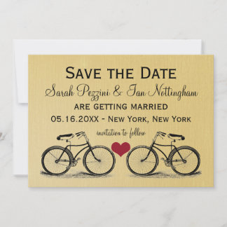 Vintage-Fahrrad-Hochzeitstermin-Karten Save The Date