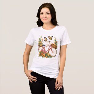 Vintage-Fahrrad mit Blumen Damen T-Shirt   Flo Tri-Blend Shirt